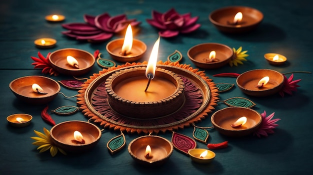 Foto feliz diwali hermoso diseño de fondo