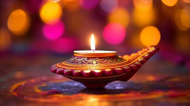 Feliz Diwali Ilustração de Diwali Diya com espaço de cópia