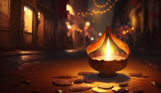 Feliz Diwali Ilustración de Diwali Diya ai generativo