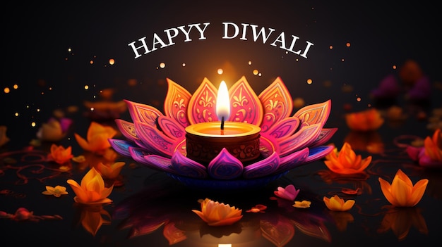 Feliz Diwali Ilustración de Diwali Diya ai generativo