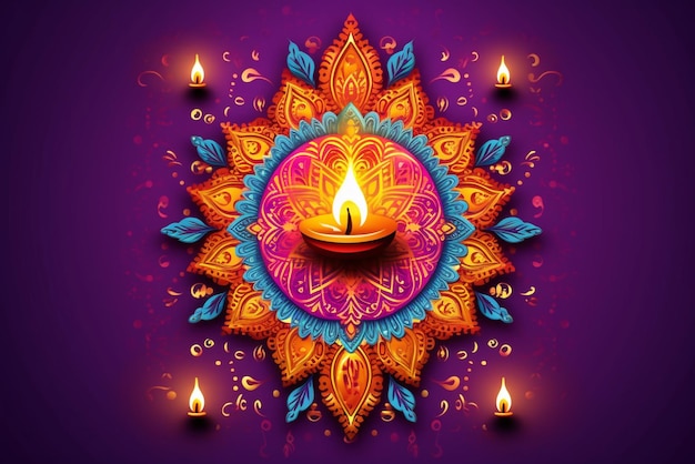 Feliz Diwali ilustración vectorial Tarjeta festiva de Diwali y Deepavali El festival indio de las luces