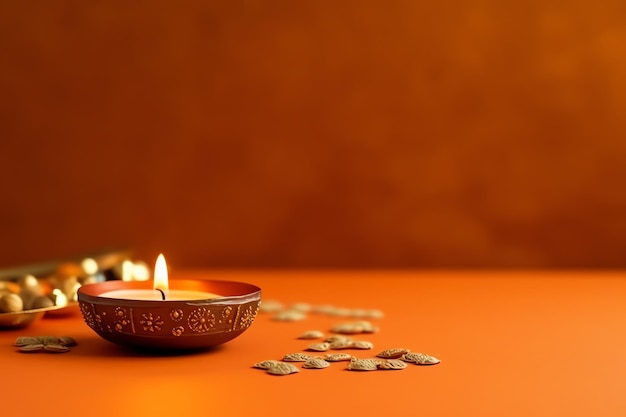 Feliz diwali ou festival indiano tradicional deepavali com lâmpada de óleo diya de argila festival hindu indiano