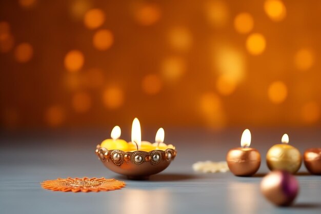 Feliz diwali ou festival indiano tradicional deepavali com lâmpada de óleo diya de argila festival hindu indiano