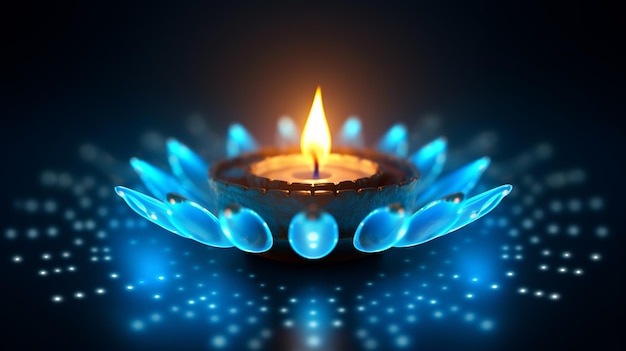 Feliz Diwali Tecnologia poligonal Fundo Diwali Diya Baixo poli azul