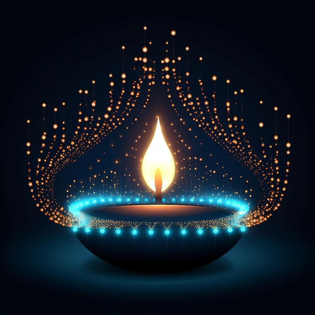 Feliz Diwali Tecnologia poligonal Fundo Diwali Diya Baixo poli azul