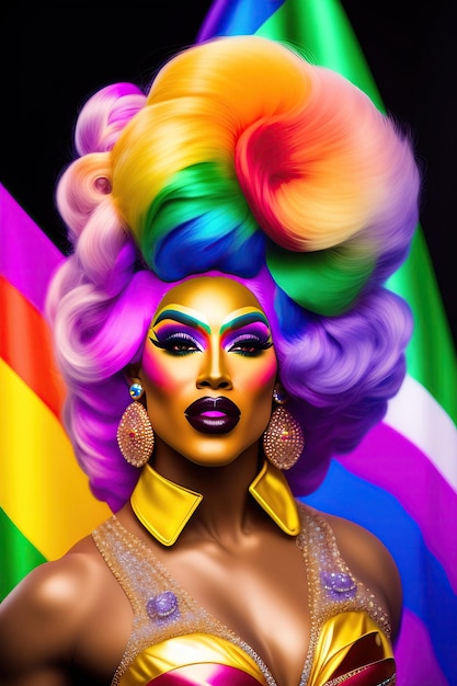 Feliz drag queen divirtiéndose concepto LGBTQ IA generativa