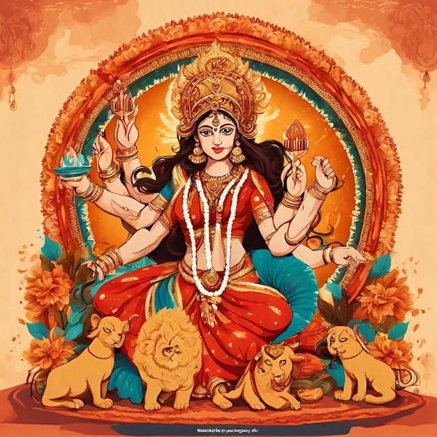 Foto feliz durga puja tradições indianas ai