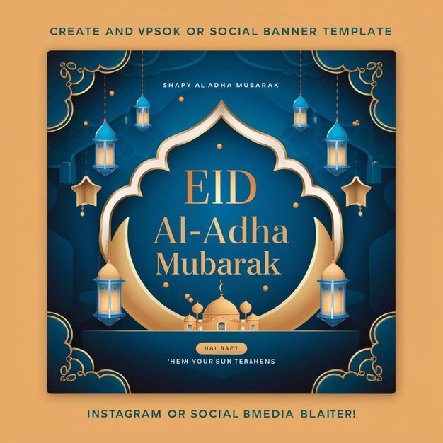 Foto feliz eid al adha mubarak modelo de bandeira de mídia social