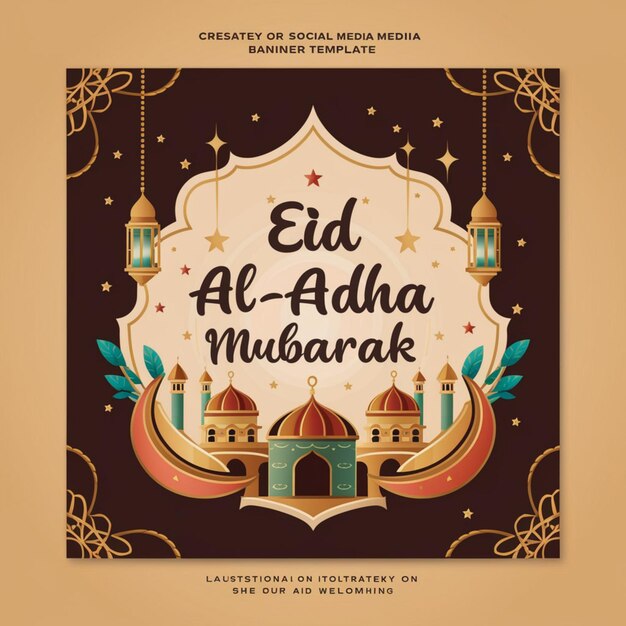 Foto feliz eid al adha mubarak plantilla de banner de las redes sociales