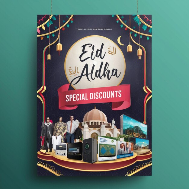 Foto feliz eid al adha plantilla de tarjeta de descuento