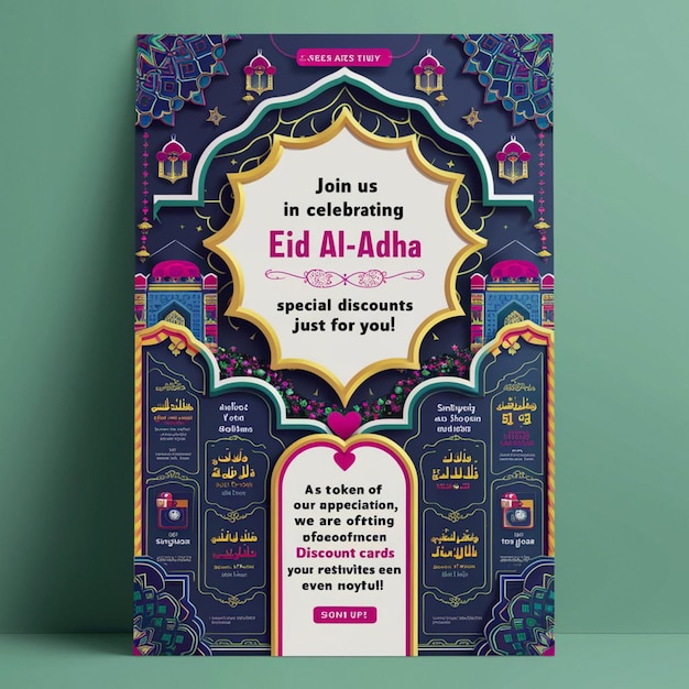 Foto feliz eid al adha plantilla de tarjeta de descuento