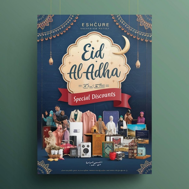 Foto feliz eid al adha plantilla de tarjeta de descuento