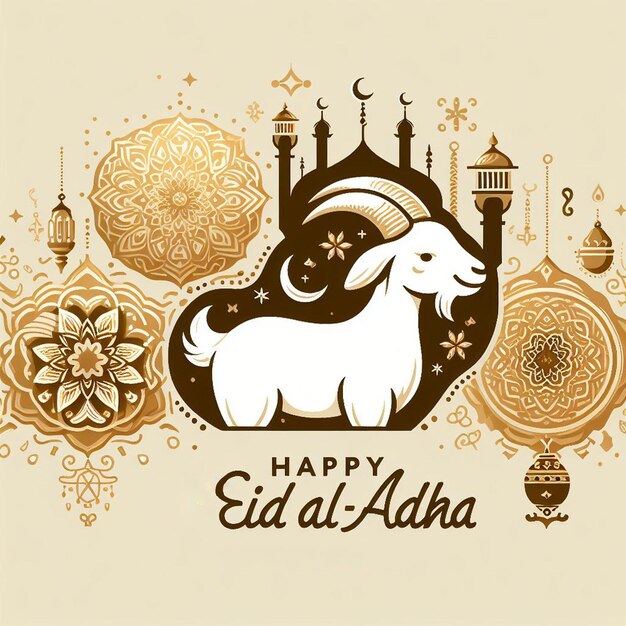 Feliz Eid Al Adha Tema de oro