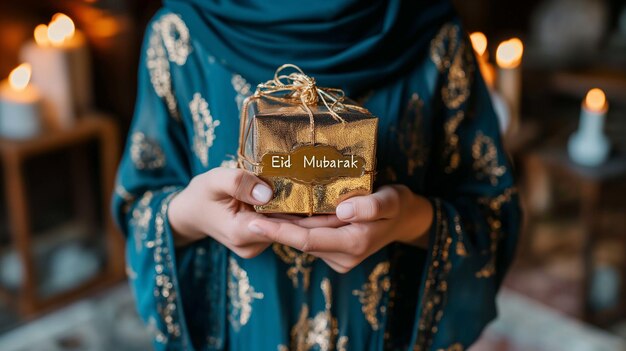 Foto feliz eid mubarak regalos en el islam