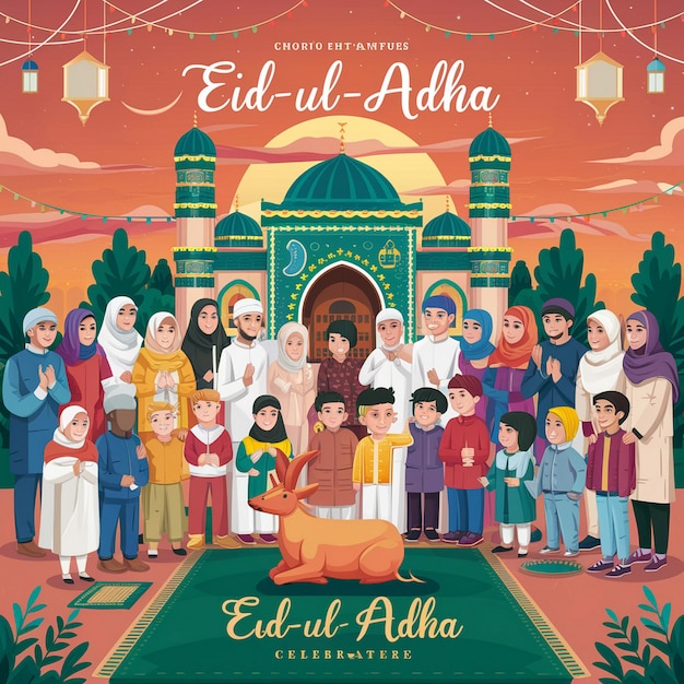 Feliz EidulAdha Mubarak Celebración Presentación de las ilustraciones festivas