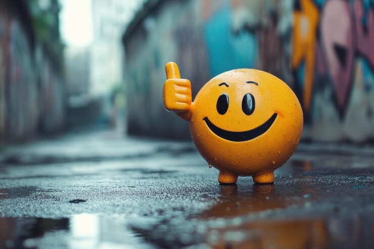 Feliz emoji 3D dando pulgares hacia arriba expresando retroalimentación positiva aprobación y buen trabajo
