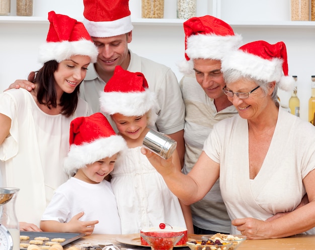 Feliz, família, assando, natal, bolos