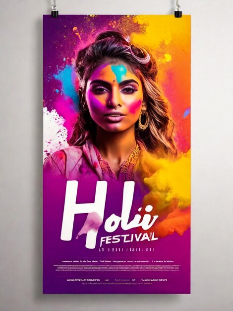 Foto feliz festa de holi festival de cores banner de cartaz de cabeçalho