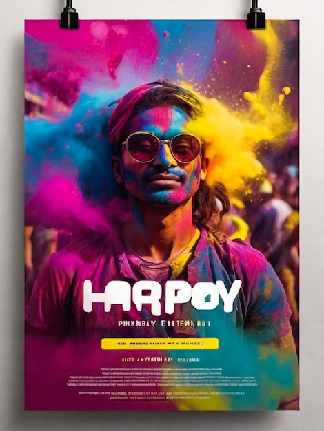 Foto feliz festa de holi festival de cores banner de cartaz de cabeçalho