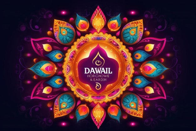 Foto feliz festival de celebración de diwali velas tradicionales indias y lámparas de aceite ia generativa