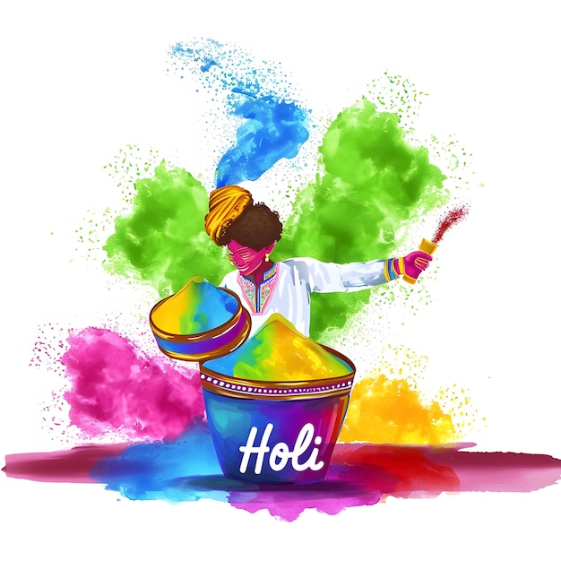 Feliz festival de Holi explosão de cores realistas