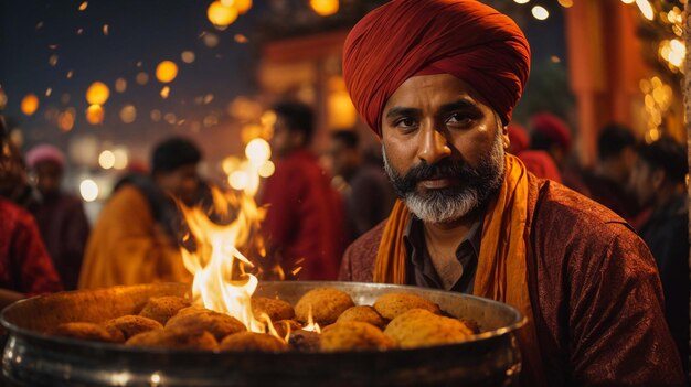 Feliz festival de Lohri de Punjab Índia fundo vector ilustração grupo de pessoas jogando lohri d