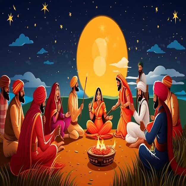 Feliz Festival de Lohri Do feriado de Punjab fundo para o festival Punjabi