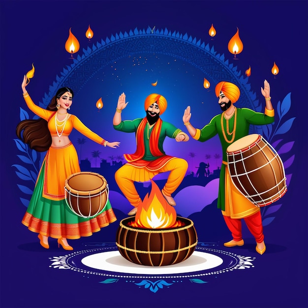 Foto feliz festival de lohri punjabi ilustração de feliz lohri