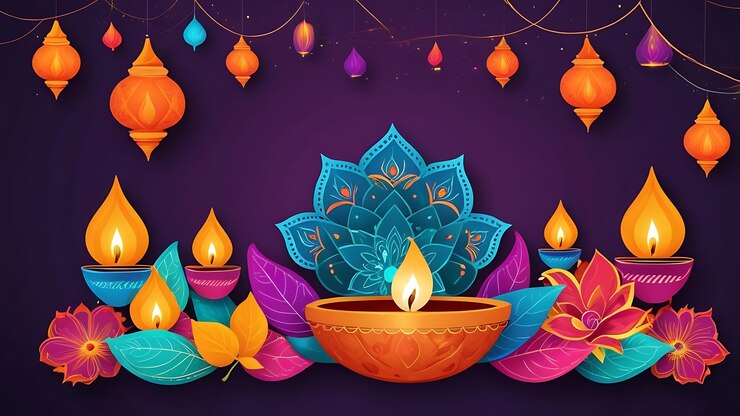 Feliz festival de Diwali diseño de plantillas de pancartas coloridas