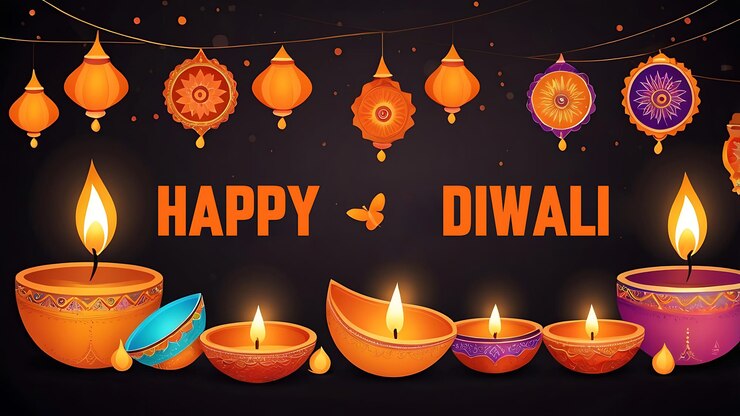 Feliz festival de Diwali diseño de plantillas de pancartas coloridas