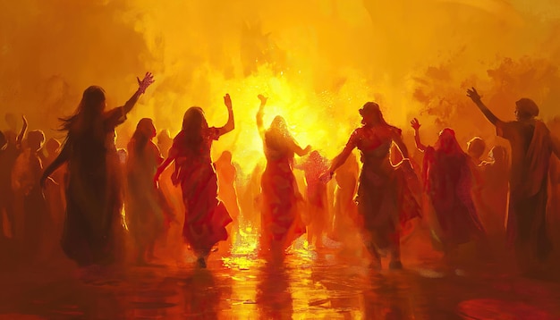 Feliz Festival de Holi Holi Hai la gente india celebra el festival de Holi en Delhi AI