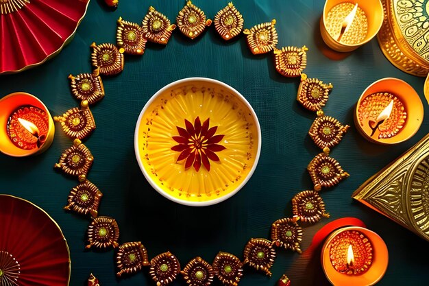 Foto feliz festival indiano de diwali com fundo com velas felizes dias de diwali