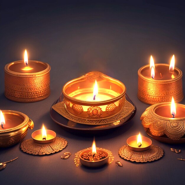 Feliz festival indiano de Diwali com fundo de velas