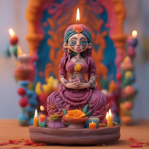 Foto feliz festival indio de luces diwali clay ganesha