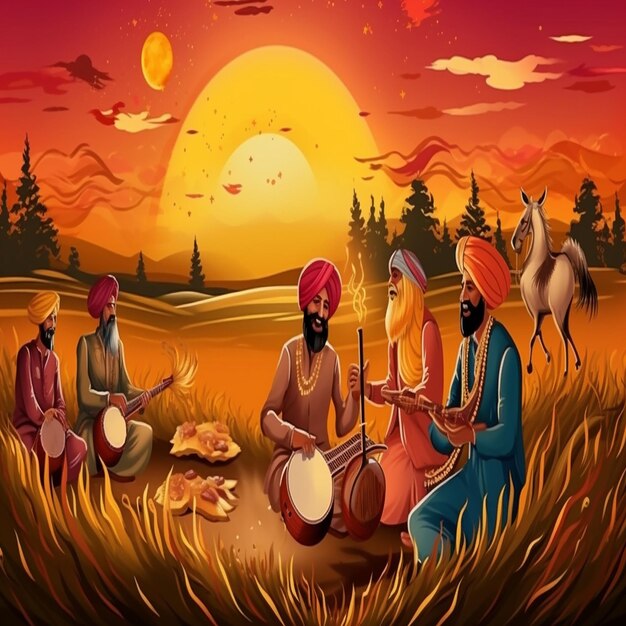 Feliz festival de Lohri de las vacaciones de Punjab trasfondo para el festival punjabi