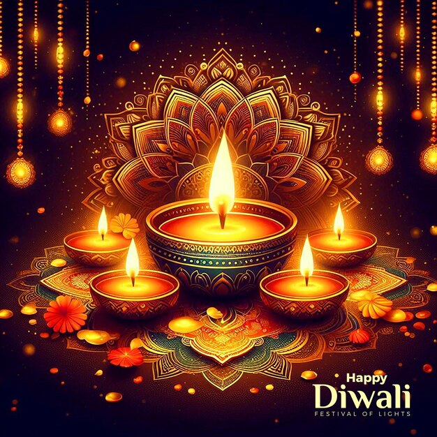 Feliz Festival de las Luces de Diwali Diseño de fondos Feliz Deepavali