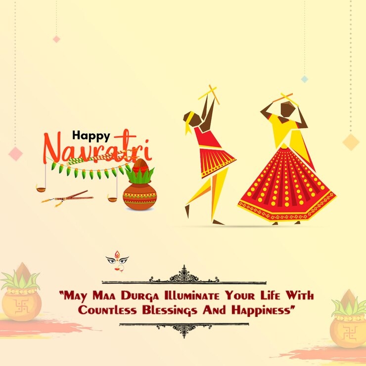 feliz festival Navratri Deseando una plantilla creativa de diseño de publicaciones en redes sociales para facebook instagram