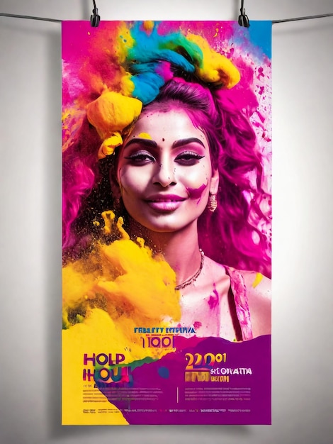 Feliz fiesta de Holi Festival de los colores cartel de encabezado