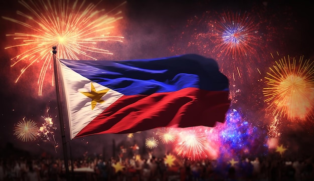 Feliz fiesta nacional Celebrada anualmente el 12 de junio en el poste patriótico filipino Generado por IA