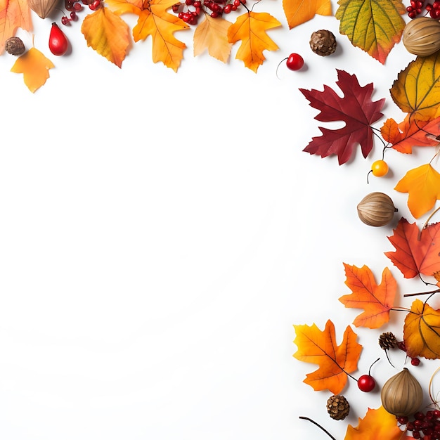 Feliz fondo de Acción de Gracias con coloridas hojas de otoño y copia en blanco