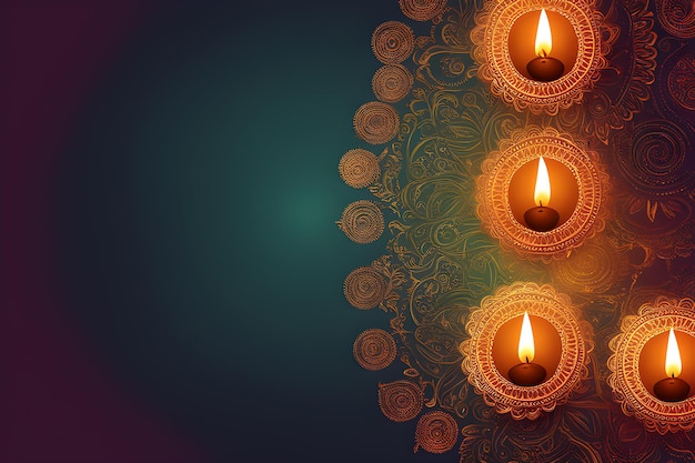 Feliz fondo de Diwali con diya y espacio para su texto