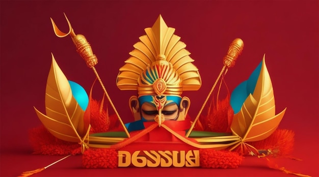 Feliz fondo del festival de Dussehra con diseño de flecha y arco