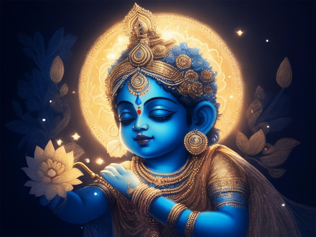 Feliz fondo de pantalla del festival Janmashtami con el lindo Señor Krishna