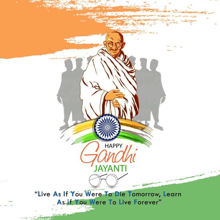 Feliz Gandhi Jayanti deseando publicar imágenes para las redes sociales