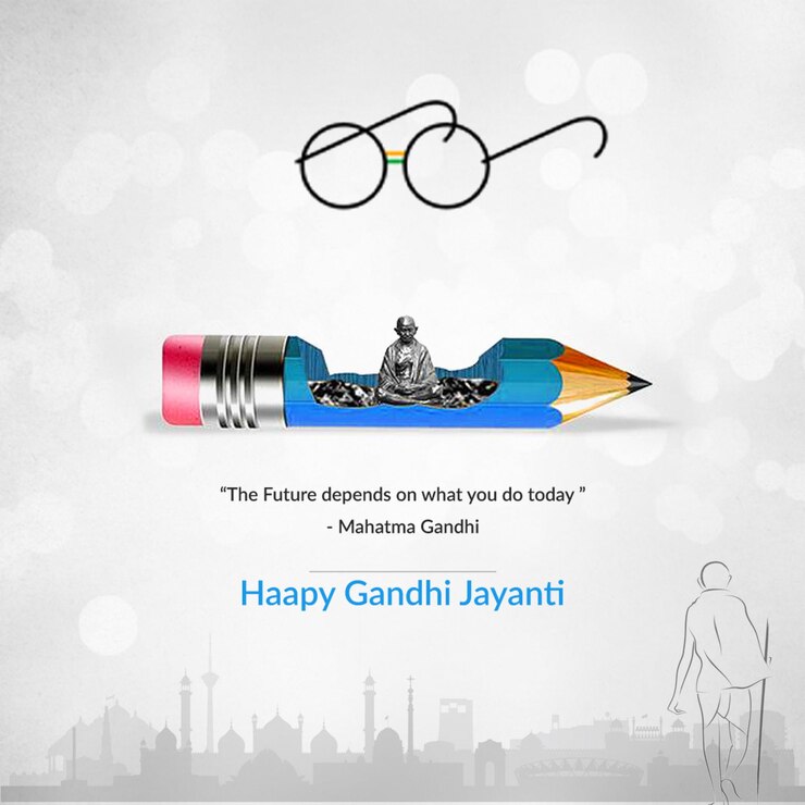 Feliz Gandhi Jayanti deseando publicar imágenes para las redes sociales