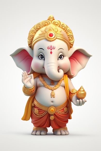 Feliz Ganesh Chaturthi com o adorável bebé Ganesha 3d renderizado pequeno bebé Ganesha Generative Ai