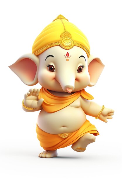 Feliz Ganesh Chaturthi com o adorável bebé Ganesha 3d renderizado pequeno bebé Ganesha Generative Ai