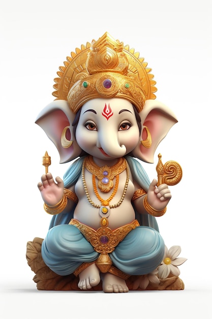 Feliz Ganesh Chaturthi com o adorável bebé Ganesha 3d renderizado pequeno bebé Ganesha Generative Ai