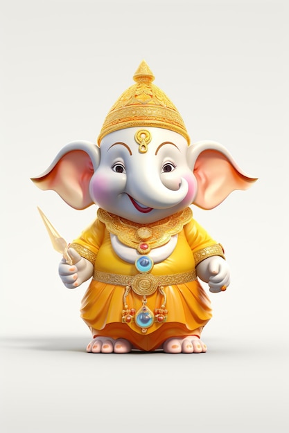 Feliz Ganesh Chaturthi con el encantador bebé Ganesha 3d renderizado pequeño bebé Ganesha Generative Ai