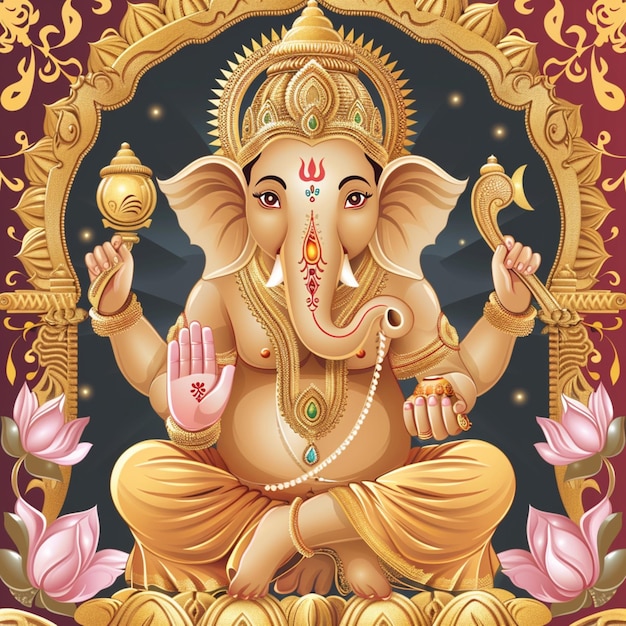 Feliz Ganesh Chaturthi saludos póster estandarte diseño de ilustración vectorial